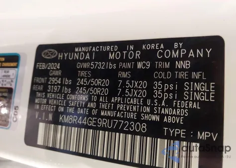 2024 Hyundai Palisade Sel z USA, uszkodzony, nr VIN KM8R44GE9RU772308